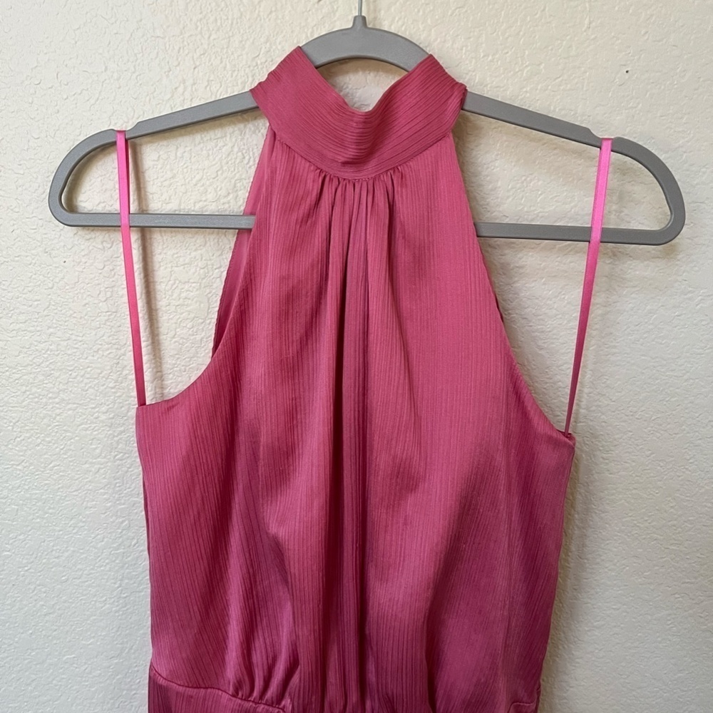 VERONICA BEARD | Gabriella Cotton Silk Halter Dress in Pink Sherbert | Size 2 - Picture 5 of 13
